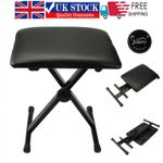 Adjustable Folding Piano Keyboard Bench Leather Padded Stool X Seat Chair Black