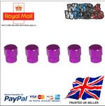 5 x PURPLE Aluminium Alloy Tyre Valve Dust Caps 4 +1 Car Bike Bicycle Van