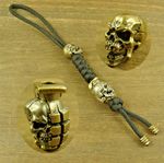 Brass “ Skull + Grenade " knife Lanyard Bead 550 Paracord beads EDC gear XLH186