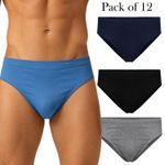 Pack of 12 Mens Briefs Slips Classic AssortedUnderwear Elasticated Pant Hipster