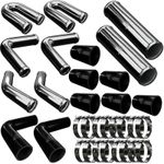 51mm 2" Universal Intercooler Kit Pipe Hose  Black HOSES Alloy Silicone FMIC ASH
