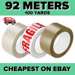 Packing Tape 48mm x 92m – Strong Parcel Tape Clear & Brown | 40% Longer Roll UK