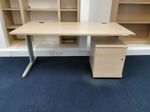 Maple Wood Office Desk With Lockable Mobile Pedestal Cabinet -  160x80