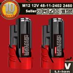 2 New Pack For Milwaukee M12B3 12v 3.5Ah M12 Lithium-Ion Battery 48-11-2402 C12B