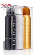 COLOUR ME Black/White/Gold Homme - Spray 150 ml (Pack of 3), BLACK/WHITE/GOLD