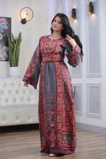 Palestinian Women Embroidered Thobe Dress Tatreez Heritage Wide Sleeves
