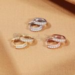 Hypoallergenic 925 Silver Small Cubic Zirconia Huggie Cartilage Hoop Earrings