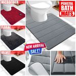 Non Slip Pedestal Bath Mat Bathroom Rug Water Absorbent Toilet Pedestal Mats