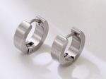 Pair of Men's Unisex Silver Tone Stainless Steel Huggies Hoop Hinged Earrings