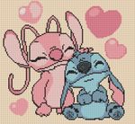 Stitch and Angel Cross stitch chart  Lilo & Stitch Flowerpower37-uk