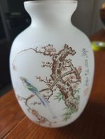 Chinese Porcelain Vase – Hand Painted Bird & Plum Blossom – Calligraphy