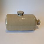 Vintage Stoneware Hot Water Bottle Bed Warmer Ceramic Screw Top Bottle Beige VGC