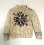 Polo by Ralph Lauren 18M Beige Fair Isle Knit Cotton Jumper Mock Neck Buttons