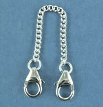 925 Sterling Silver Tight Curb Safety Chain Extender 2 Clasps  Rings Soldered