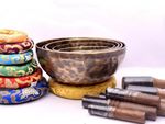 4-9" Professionally Tuned 7 Chakra Healing Set, Handmade Full Moon Bowl Set of 7