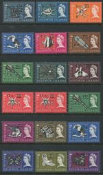 Solomon Islands 1966 SG135B-152B Birds Fish Flowers Artefacts ovpts set MNH