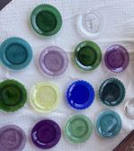 Mid-century Modern 3.5” 14 Glass Plates Range of Colors & Designs