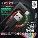 JuicEBitz® Angled USB C Type C 3A Fast Charging Charger Cable Phone Lead 20AWG