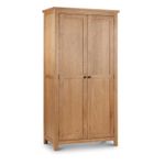 2 Door Wooden Wardrobe with Hanging Rail & Shelf, Marlborough Oak  Double Closet