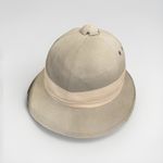 Old Khaki Cloth Pith Sun Helmet Colonial Safari Sun Hat Vintage Militaria