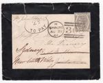 1881 QV FINE 6d GREY STAMP PLATE17 ON MARITIME COVER (TEARS) 2D TO PAY TO SYDNEY
