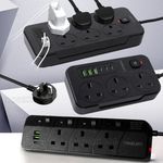 UK Extension Lead Cable Electric Mains Power 3 6 Gang USB Typ C Way Plug Socket