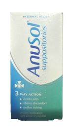 Anusol 3 Way Action Suppositories for Haemorrhoids Treatment - 12pack  EXP:01/27