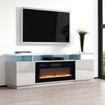 70inch Home TV Stand Unit Cabinet with Electric Fireplace & 12 Colour LED Lights