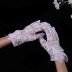 1 Pair White Cycling Bow Gloves Elegant Lace Gloves Bowknot Sun Protection