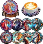 8Pcs Diamond Painting Coasters with Holder,DIY Dragon Life Coaster Bdwy254