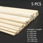 Solid Balsa Wood Dowels Round Rods Aircraft Ship Model DIY 4mm - 12mm Long 330mm