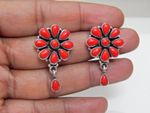 Coral Earrings stud 925 sterling silver Wedding Vintage Earrings gift for her