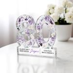 Personalised Happy 80th Birthday Gift Plaque, 80th Floral Birthday Gift For Her