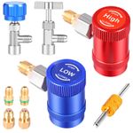 R1234YF Quick Couplers Kit with High and Low 1/4inch to 1/2inch, Red Blue