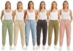 Women’s  EX M&S Slim Joggers Cotton-Blend Stretch Mid Rise Zip Fly Cuffed 
