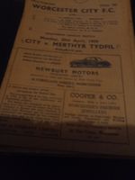 Worcester City v Merthyr Tydfil  1958/59 Reasonable Condition