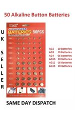 50x All SizesT&E Watch Battery Alkaline long life Batteries Button Coin Fob lr44