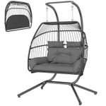 Outsunny Rattan Double Hanging Egg Chair with Stand, Cushion, Refurbished