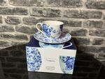 Mikasa Hampton Blue and White Floral Porcelain Cup and Saucer
