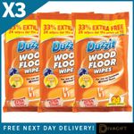 3 x DUZZIT WOOD FLOOR WIPES FRESH LEMON JUMBO EXTRA STRONG CLEANS & SHINES NEW