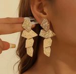 LARGE STATEMENT EARRINGS metal GOLD FASHION drop dangle retro Zara style gift