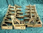 ANTIQUE SET 26 BIG BRASS TRIANGULAR STAIR ROD CLIPS BRACKETS FOR 13 RODS