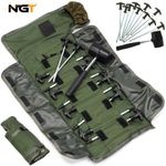 NGT 10 x 8" Bivvy Tent Pegs With Mallet & Case Heavy Duty Carp Fishing Camping
