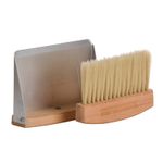 Table Top Dustpan and Brush Set Beech Wood Handle Zinc Pan Home Cleaning