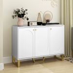 Sideboard with 3 Doors, Storage Cabinet with Adjustable Shelves, White