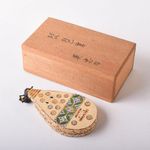 Japanese Biwa Lute Form Kogo Incense Container Signed Eichu Tomobako