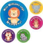 144 Personalised Animal Well Done Stickers for School Teachers, Parents (30mm)