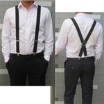 Heavy Duty Elastic Suspenders for Men Trouser Pants Braces Strap Work Belt Black