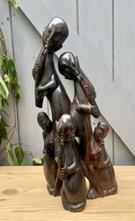 Hand Carved Balinese Flute Players Group Sculpture Figurine