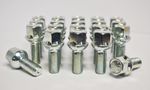 20 x M14 x 1.5, 30mm Thread, Radius-14 Wheel Bolts (Silver)